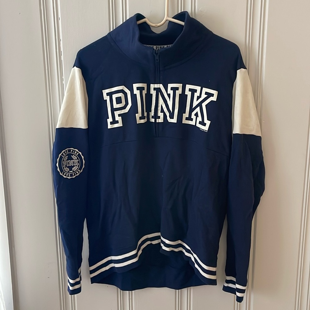 PINK Victoria's Secret Navy and White Sweatshirt